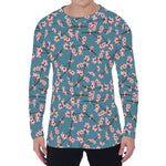 Pink Cherry Blossom Pattern Print Men's Long Sleeve T-Shirt