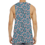 Pink Cherry Blossom Pattern Print Men's Muscle Tank Top