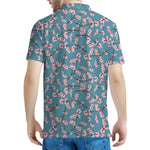 Pink Cherry Blossom Pattern Print Men's Polo Shirt