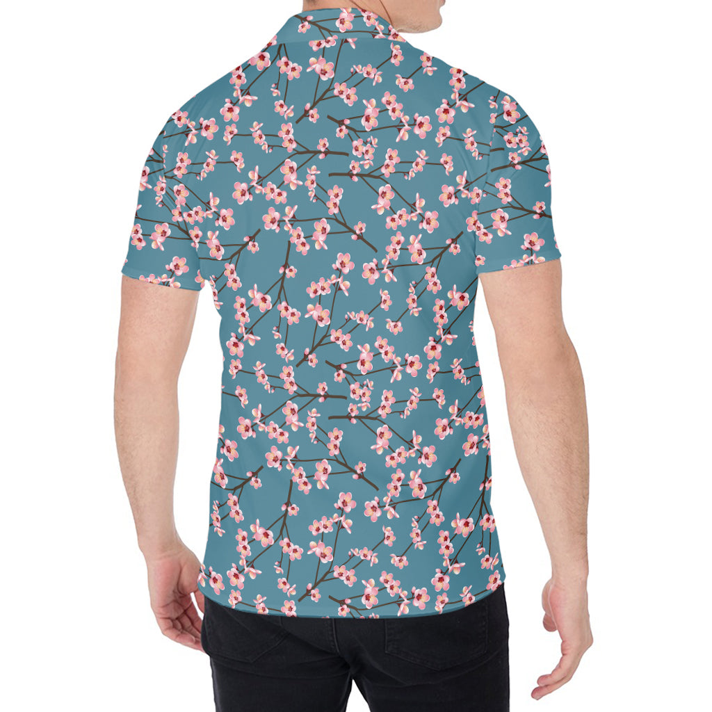 Pink Cherry Blossom Pattern Print Men's Shirt