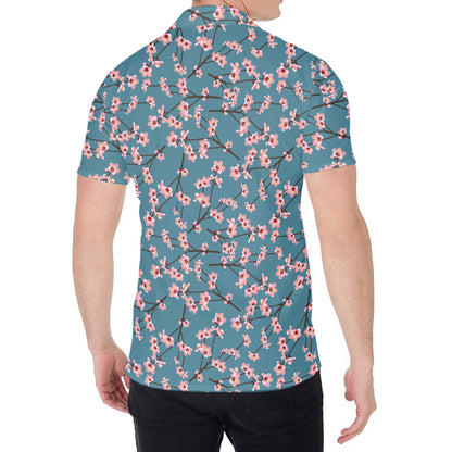 Pink Cherry Blossom Pattern Print Men's Shirt