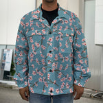 Pink Cherry Blossom Pattern Print Men's Shirt Jacket
