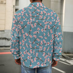 Pink Cherry Blossom Pattern Print Men's Shirt Jacket