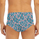 Pink Cherry Blossom Pattern Print Men's Triangle Swim Briefs