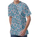 Pink Cherry Blossom Pattern Print Men's Velvet T-Shirt