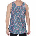 Pink Cherry Blossom Pattern Print Men's Velvet Tank Top