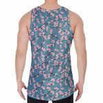 Pink Cherry Blossom Pattern Print Men's Velvet Tank Top