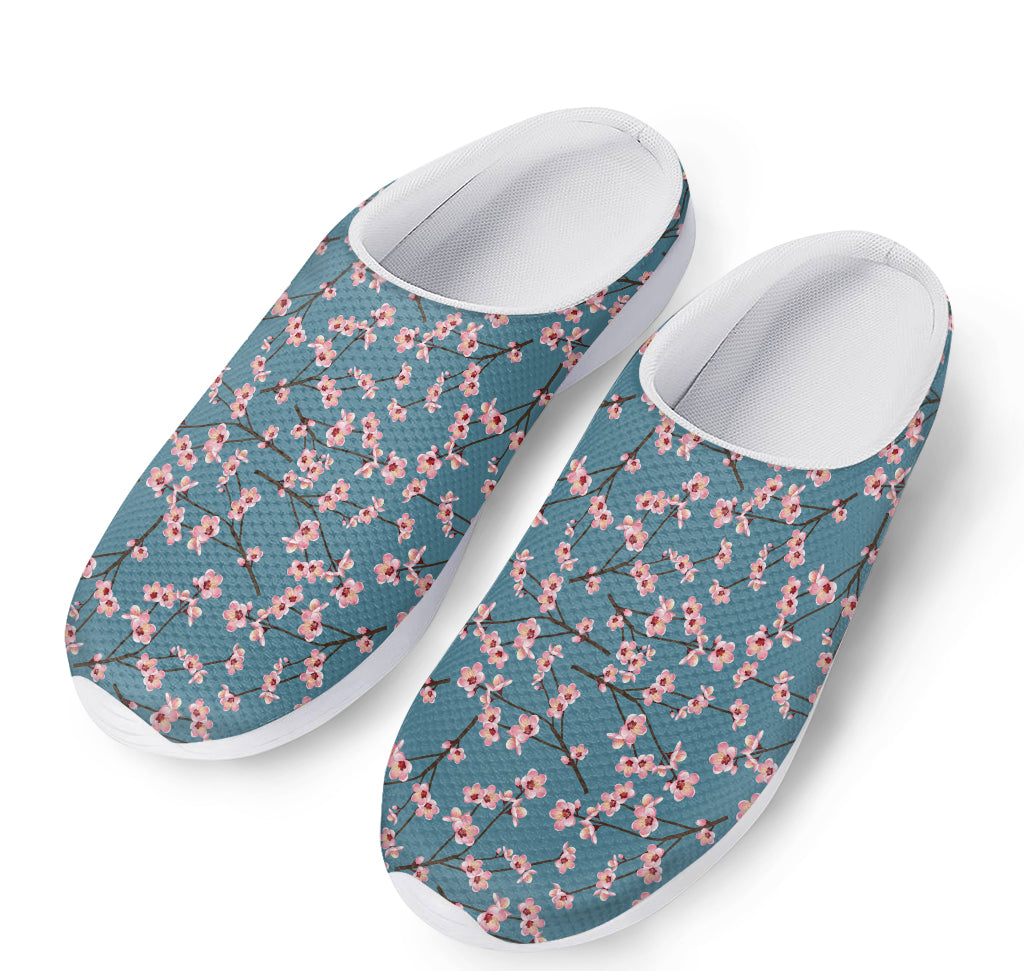 Pink Cherry Blossom Pattern Print Mesh Casual Shoes