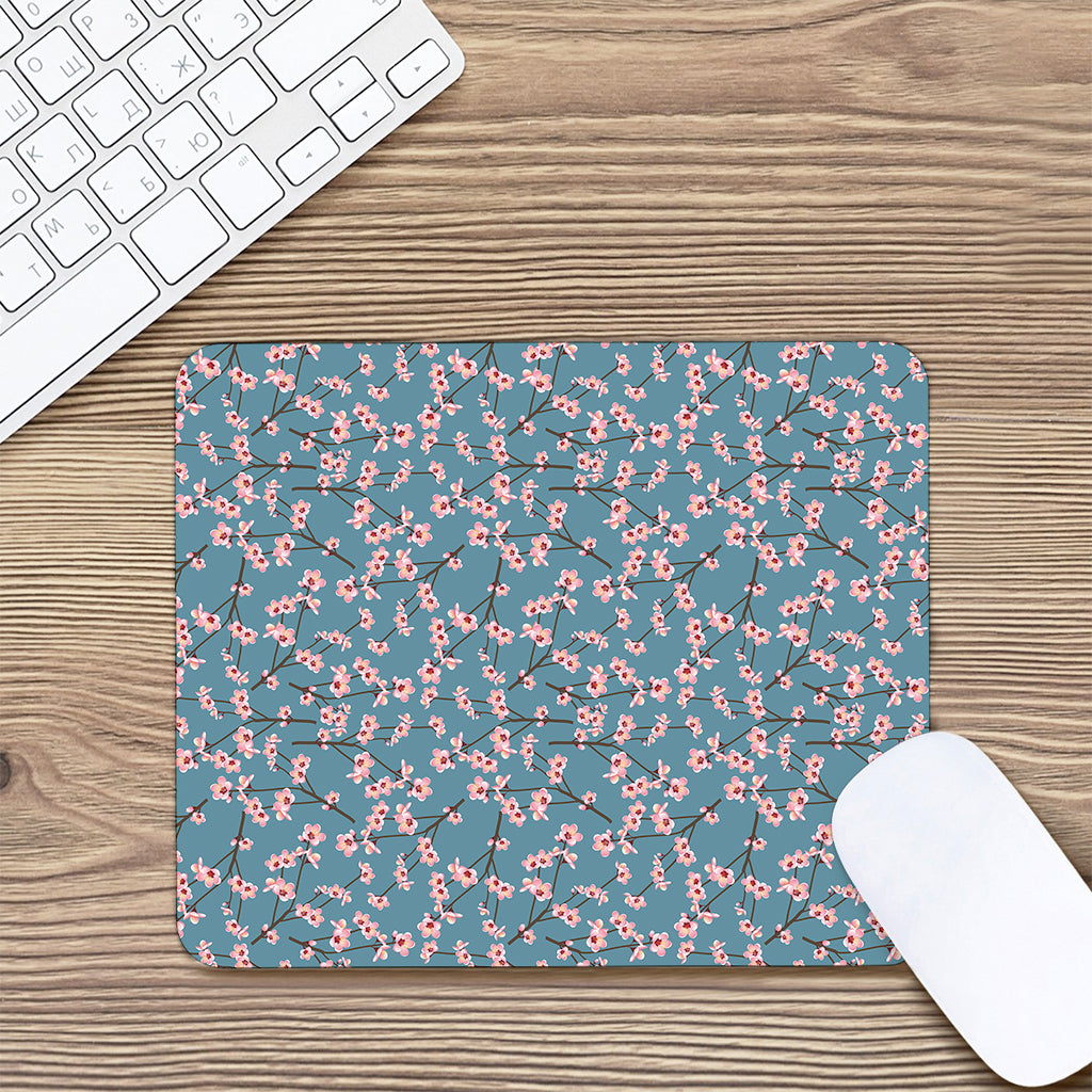 Pink Cherry Blossom Pattern Print Mouse Pad