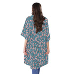 Pink Cherry Blossom Pattern Print Open Front Beach Cover Up