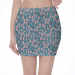 Pink Cherry Blossom Pattern Print Pencil Mini Skirt