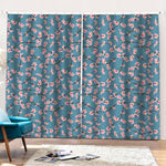 Pink Cherry Blossom Pattern Print Pencil Pleat Curtains