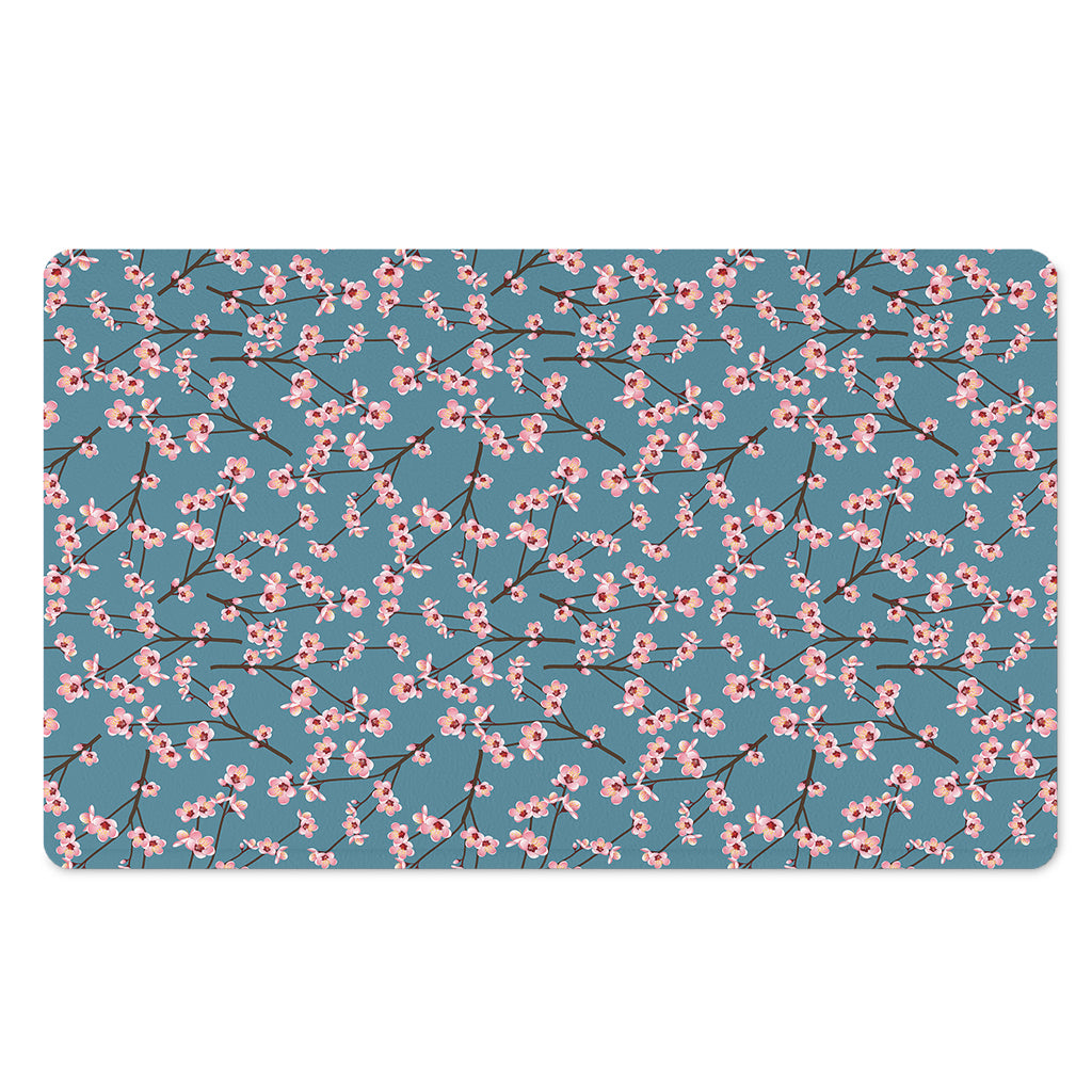 Pink Cherry Blossom Pattern Print Polyester Doormat