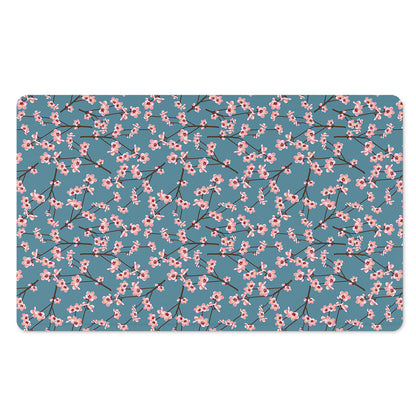Pink Cherry Blossom Pattern Print Polyester Doormat