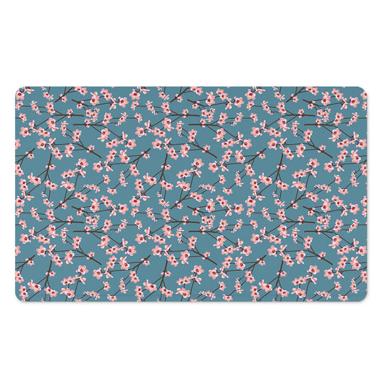 Pink Cherry Blossom Pattern Print Polyester Doormat