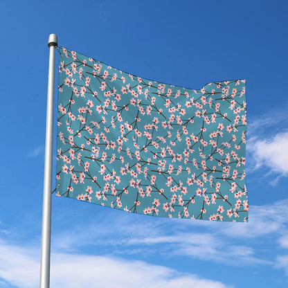 Pink Cherry Blossom Pattern Print Polyester Flag