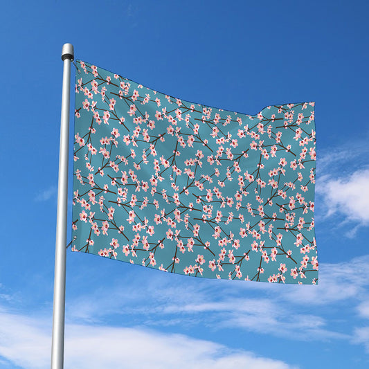 Pink Cherry Blossom Pattern Print Polyester Flag