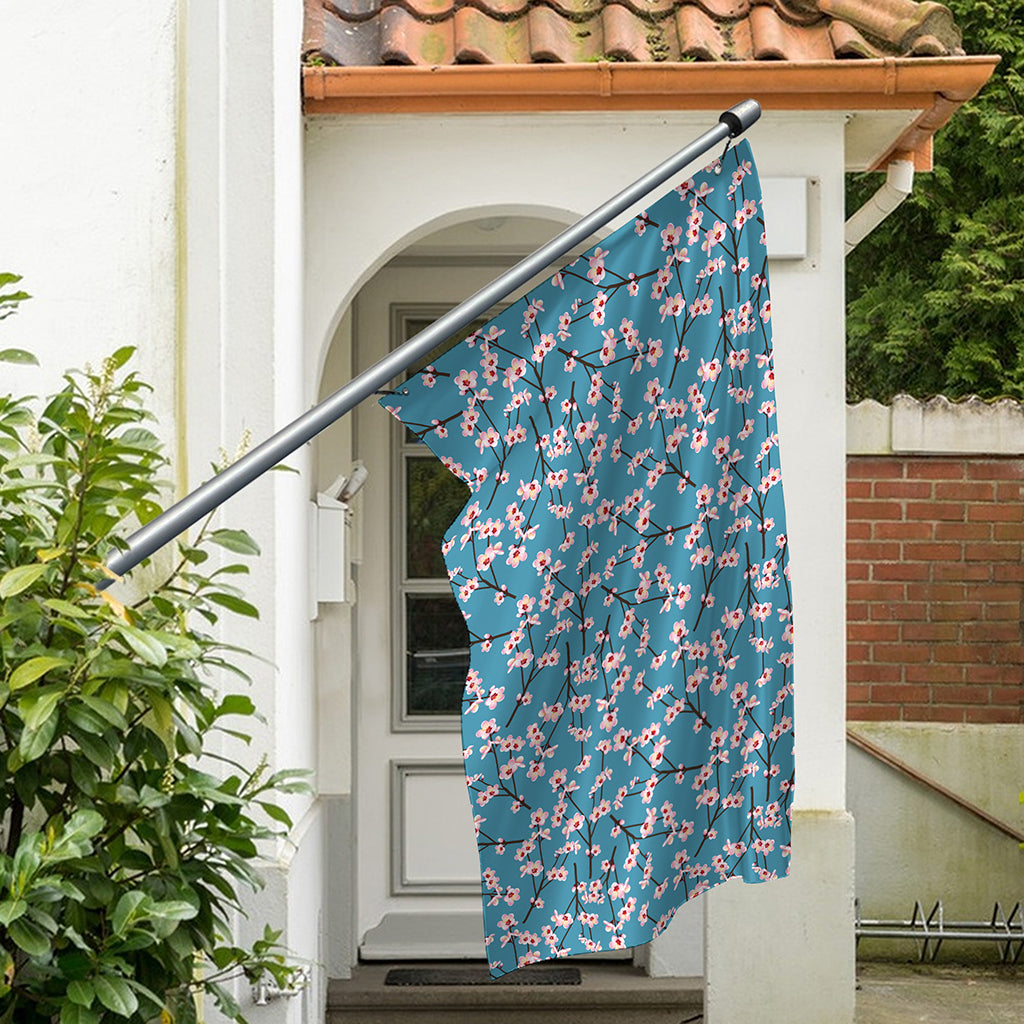 Pink Cherry Blossom Pattern Print Polyester Flag