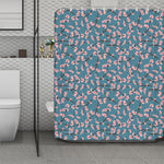 Pink Cherry Blossom Pattern Print Polyester Shower Curtain