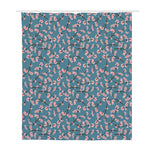 Pink Cherry Blossom Pattern Print Polyester Shower Curtain