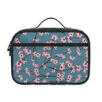 Pink Cherry Blossom Pattern Print Portable Lunch Bag