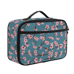 Pink Cherry Blossom Pattern Print Portable Lunch Bag
