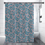 Pink Cherry Blossom Pattern Print Premium Shower Curtain