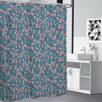 Pink Cherry Blossom Pattern Print Premium Shower Curtain
