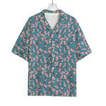 Pink Cherry Blossom Pattern Print Rayon Hawaiian Shirt