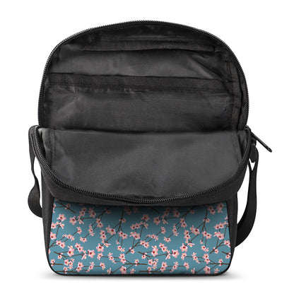 Pink Cherry Blossom Pattern Print Rectangular Crossbody Bag