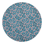 Pink Cherry Blossom Pattern Print Round Blanket
