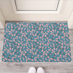 Pink Cherry Blossom Pattern Print Rubber Doormat