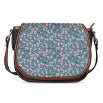 Pink Cherry Blossom Pattern Print Saddle Bag