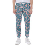 Pink Cherry Blossom Pattern Print Scuba Joggers