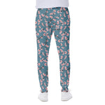 Pink Cherry Blossom Pattern Print Scuba Joggers