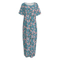 Pink Cherry Blossom Pattern Print Short Sleeve Long Nightdress