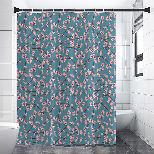 Pink Cherry Blossom Pattern Print Shower Curtain