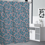 Pink Cherry Blossom Pattern Print Shower Curtain
