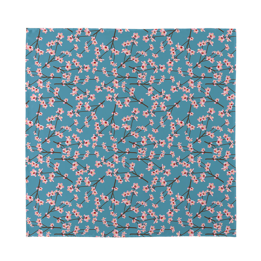 Pink Cherry Blossom Pattern Print Silk Bandana