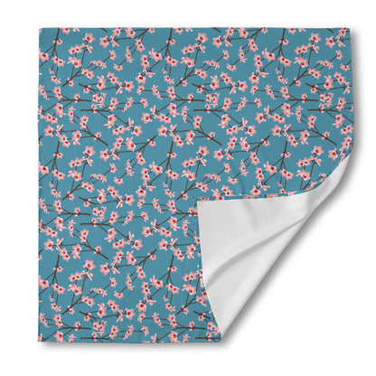 Pink Cherry Blossom Pattern Print Silk Bandana