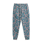 Pink Cherry Blossom Pattern Print Sweatpants
