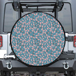 Pink Cherry Blossom Pattern Print Tire Cover