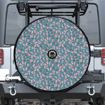 Pink Cherry Blossom Pattern Print Tire Cover With Camera Hole
