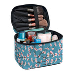 Pink Cherry Blossom Pattern Print Travel Makeup Bag