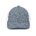Pink Cherry Blossom Pattern Print White Mesh Trucker Hat