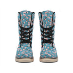 Pink Cherry Blossom Pattern Print Winter Boots