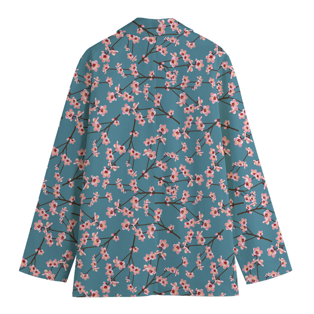 Pink Cherry Blossom Pattern Print Women's Blazer