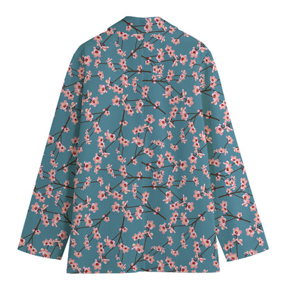 Pink Cherry Blossom Pattern Print Women's Blazer