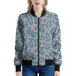 Pink Cherry Blossom Pattern Print Women's Bomber Jacket