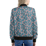 Pink Cherry Blossom Pattern Print Women's Bomber Jacket